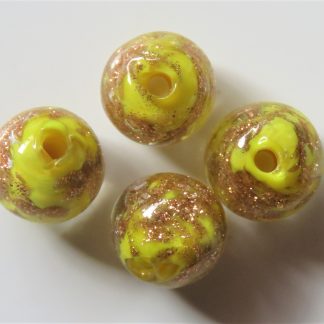 10mm round goldsand lampwork glass beads yellow