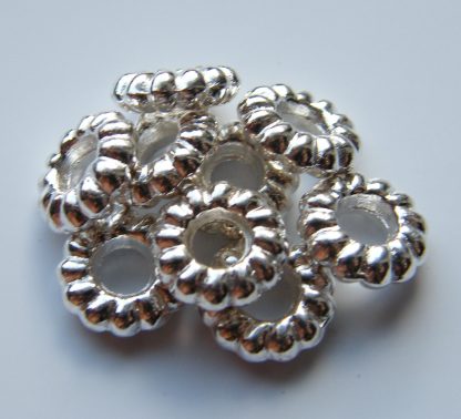 10x3mm Metal Alloy Ring (Donut) Spacers - Bright Silver