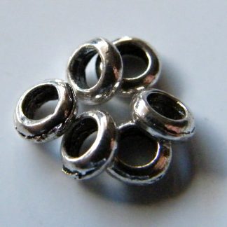 2x6mm Metal Alloy Smooth Rondelle Spacers - Antique Silver