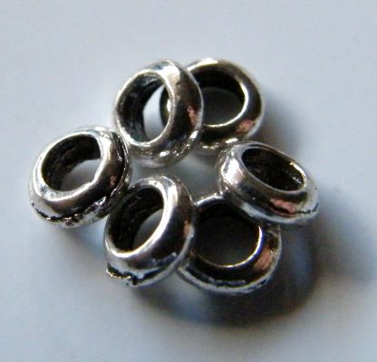 2x6mm Metal Alloy Smooth Rondelle Spacers - Antique Silver