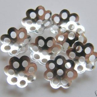 6mm Metal Ironwork Spacer Bead Caps - Bright Silver