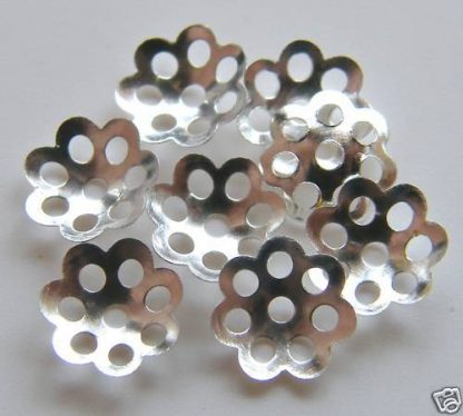 6mm Metal Ironwork Spacer Bead Caps - Bright Silver