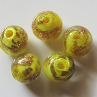 8mm round goldsand lampwork glass beads yellow