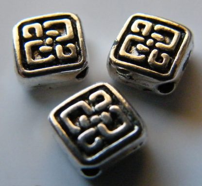 8x3.5mm Metal Alloy Diamond Spacer Beads - Antique Silver