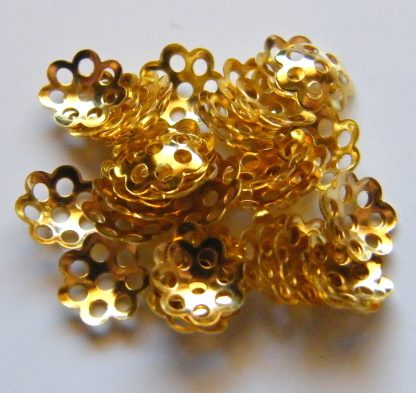 6mm Metal Ironwork Spacer Bead Caps - Bright Gold