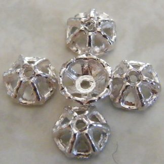 7x3mm Metal Alloy Spacer Bead Caps - Bright Silver