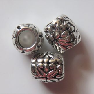 9x8.5mm Drum Metal Alloy Spacer Beads - Antique Silver