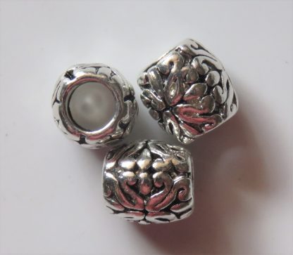 9x8.5mm Drum Metal Alloy Spacer Beads - Antique Silver