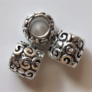 8x9mm Metal Alloy Drum Spacer Beads - Antique Silver