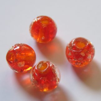 6mm Gold Sand Glow Lampwork Glass Beads Red
