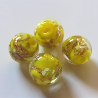 8mm Gold Sand Glow Lampwork Glass Beads Yellow
