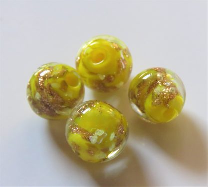 8mm Gold Sand Glow Lampwork Glass Beads Yellow