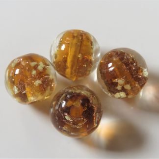 10mm Gold Sand Glow Lampwork Glass Beads Amber