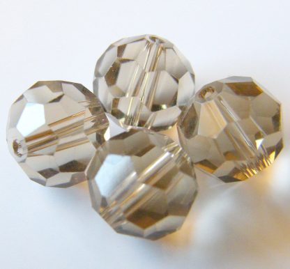 10mm round faceted crystal beads pale smoky topaz