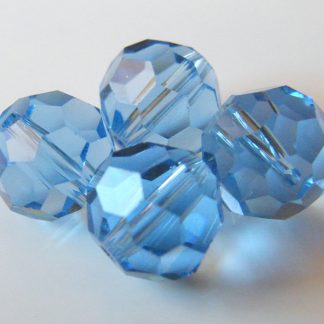 10mm round faceted crystal beads pale blue
