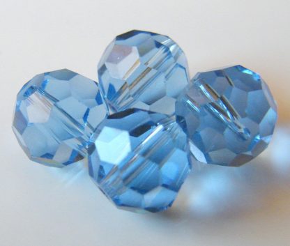 10mm round faceted crystal beads pale blue