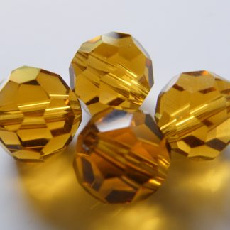 10mm round faceted crystal beads amber
