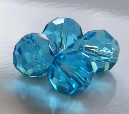 10mm round faceted crystal beads aqua