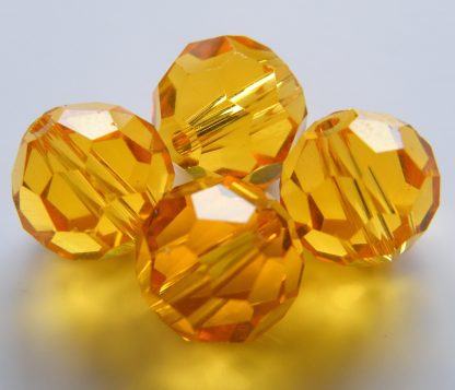 10mm round faceted crystal beads orange topaz