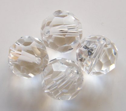 10mm round faceted crystal beads clear