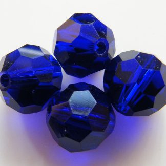 10mm round faceted crystal beads cobalt