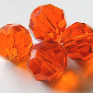 10mm round faceted crystal beads orange