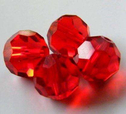 10mm round faceted crystal beads red