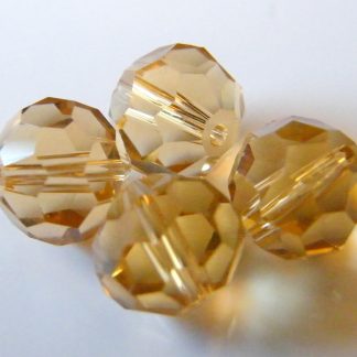 10mm round faceted crystal beads honey