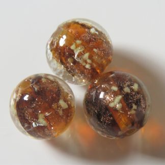 12mm Gold Sand Glow Lampwork Glass Beads Amber