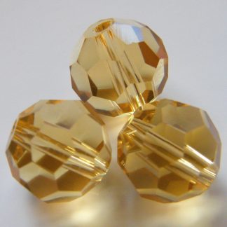 12mm Faceted Round Crystal Beads Pale Honey