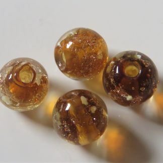 8mm Gold Sand Glow Lampwork Glass Beads Amber