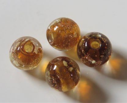 8mm Gold Sand Glow Lampwork Glass Beads Amber
