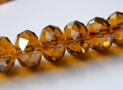 8x10mm rondelle faceted crystal beads amber brown