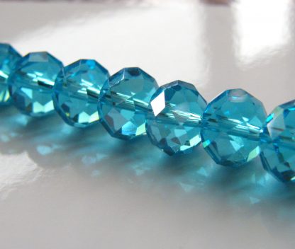 8x10mm rondelle faceted crystal beads bright aqua