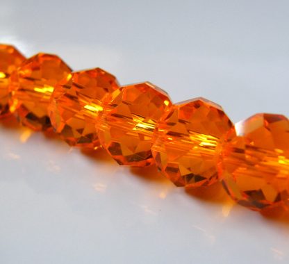 8x10mm rondelle faceted crystal beads bright orange