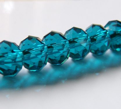 8x10mm rondelle faceted crystal beads dark turquoise