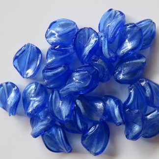 12x16mm dark blue silver foil twist lampwork glass beads