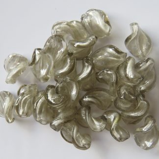 12x16mm smoky grey silver foil twist lampwork glass beads