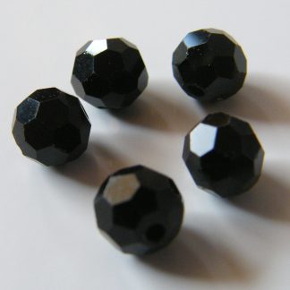 6mm Faceted Round Crystal Beads Black