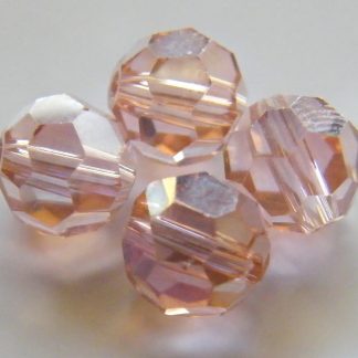 8mm round faceted pink crystal beads AB