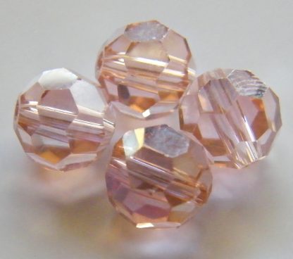 8mm round faceted pink crystal beads AB