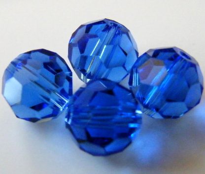 10mm round faceted crystal beads dark blue