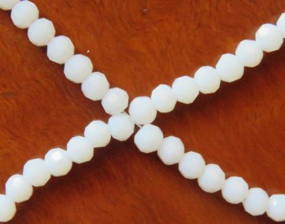4mm round faceted opaque white crystal beads