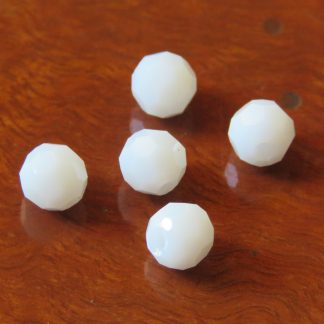 6mm round faceted opaque white crystal beads