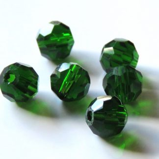 6mm Faceted Round Crystal Beads Green