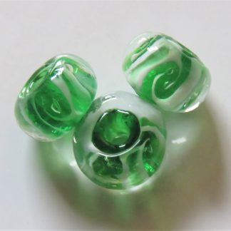 8x13mm rondelle lampwork glass beads green