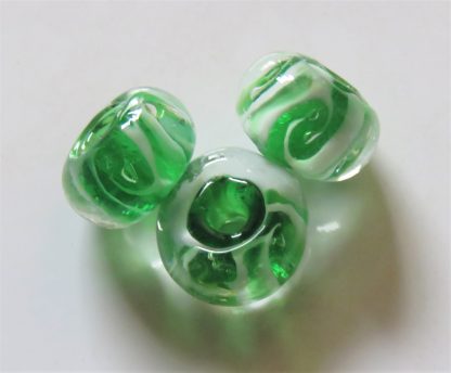 8x13mm rondelle lampwork glass beads green