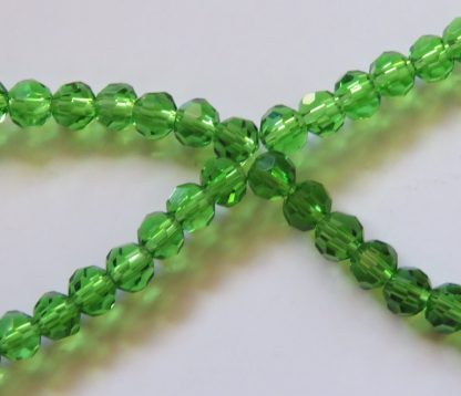 4mm round faceted dark green crystal beads