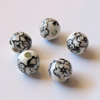 6mm porcelain ceramic beads white black cherry blossom