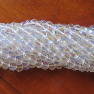 50pcs Iridescent Clear Round Beads - Aurora Mermaid Glass